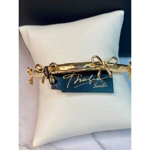Thalia Sodi Hammered Gold Tone Bow Stretch Bracelet -337